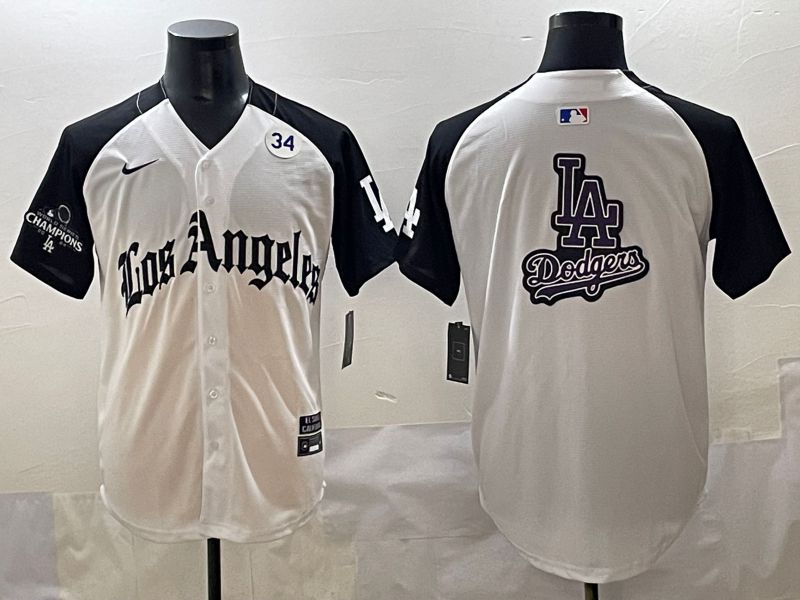 Men 2025 Los Angeles Dodgers Blank White black Five generations Joint Name Nike MLB Jersey style 52628->los angeles dodgers->MLB Jersey